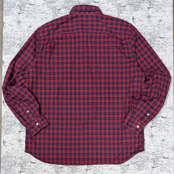 GAP Men's Red and Navy Standard Fit Stretch Plaid Shirt Size XL - Picture 5 of 6
